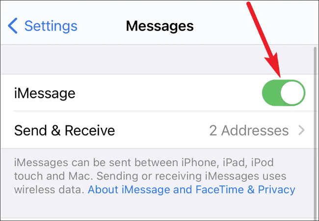 how to switch back to imessage